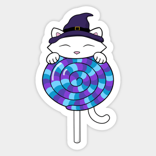 Halloween cat eating lollipop Sticker